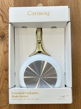 NIB Caraway White/Gold 8" Mini Fry Pan Non-Stick Non-Toxic Coating Oven Safe